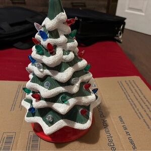 Source Unknown Festive Ceramic Tree with Multicolor Lights